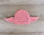 Chunky Pink/Girly Yoda  Hat "Star Wars Inspired" / Beanie Hat - GREAT for Star Wars fans (0-3 / 3-6 / 6-12 month sizes)