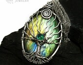 Labradorite tree of life pendant, Natural Apatite and 925 sterling silver