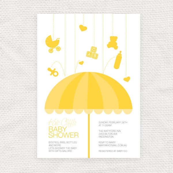 umbrella baby shower invitation - printable file