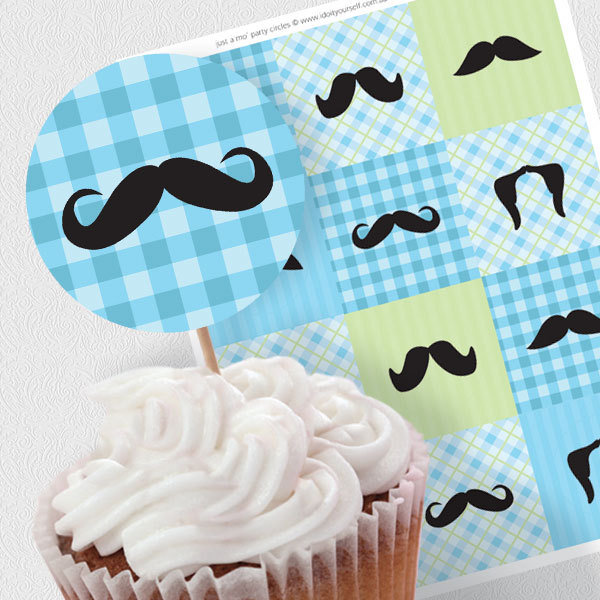 just a mo - moustache mustache party circles - printable file -  baby boy