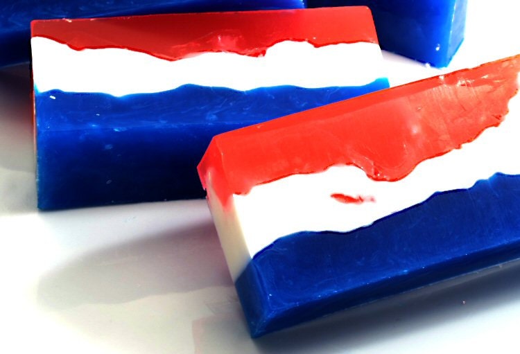 July 4th Soap Bar Swirl Red White and Blue in Apple Blueberry