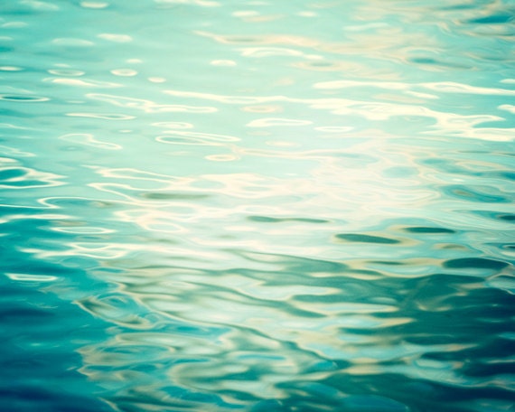 Water Ripple Photography - ocean teal green turquoise - abstract photography - fine art print sea wall art nautical - 8x10 Photograph