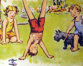 VINTAGE CHILDREN NOTECARDS Notecard Set of Four Handmade Vintage Notecards Upcycled Blank Cards Children playing in Summer