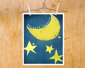 Art Twinkle Little Star Boy Girl Nursery Toddler Moon Stars, Goodnight, 8 by 10