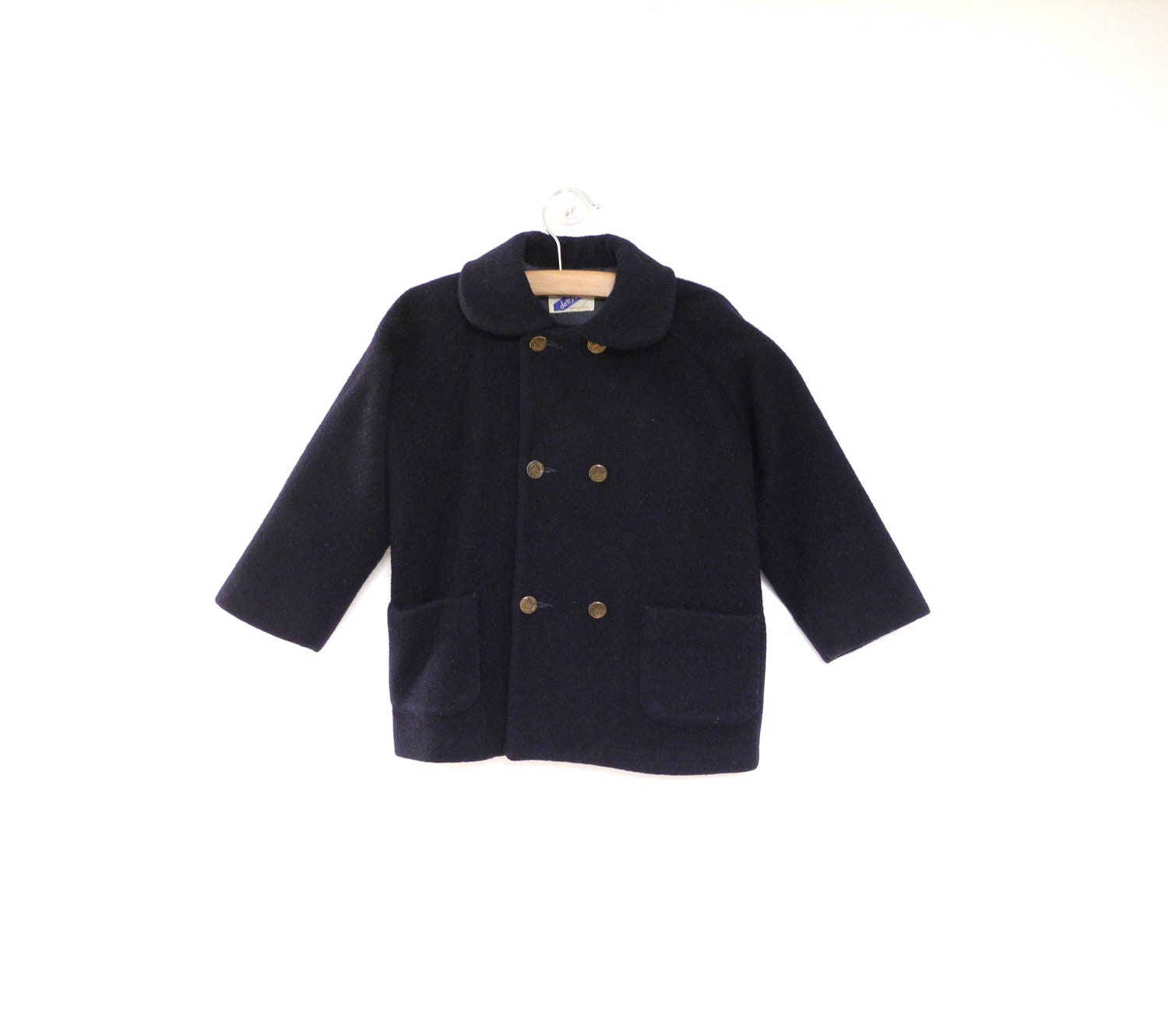 1950's Navy Blue Wool "Dotty Dan" Peacoat