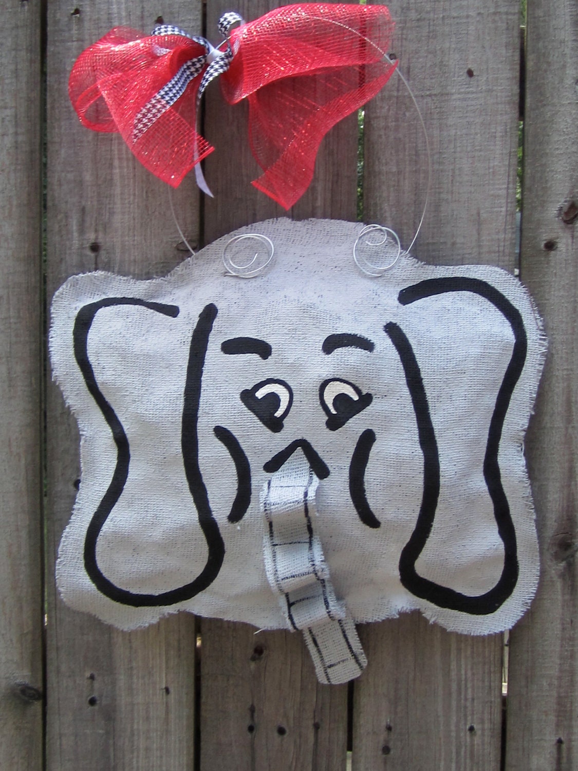 Burlap Alabama Roll Tide Elephant  Burlap Door Hanger