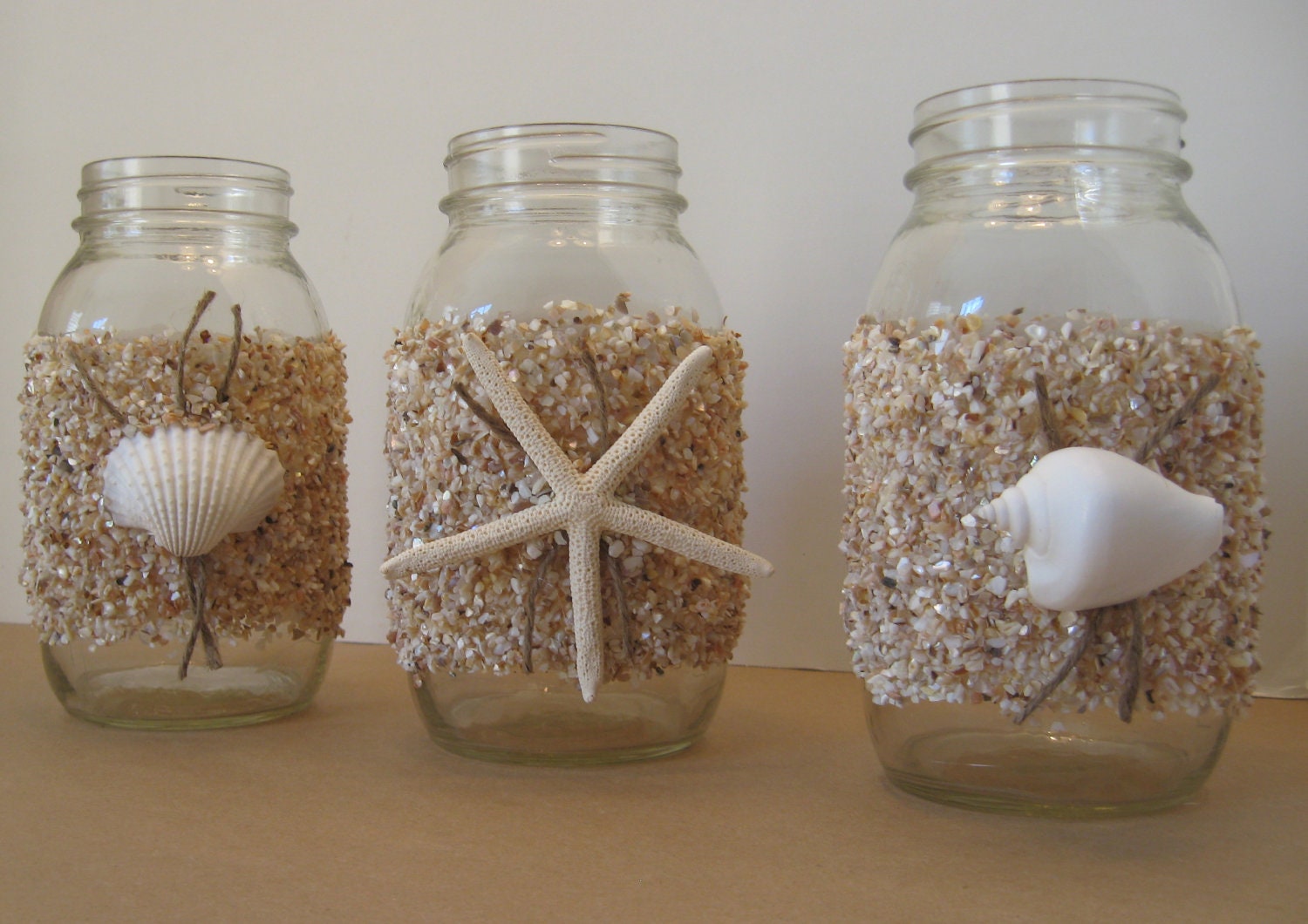 BEACH WEDDING CENTERPIECE Seashell Mason Jar, Summer Wedding, Beach Wedding, Beach Cottage, Decor House Decoration