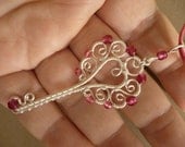 Pink Key pendant wire wrapped jewelry