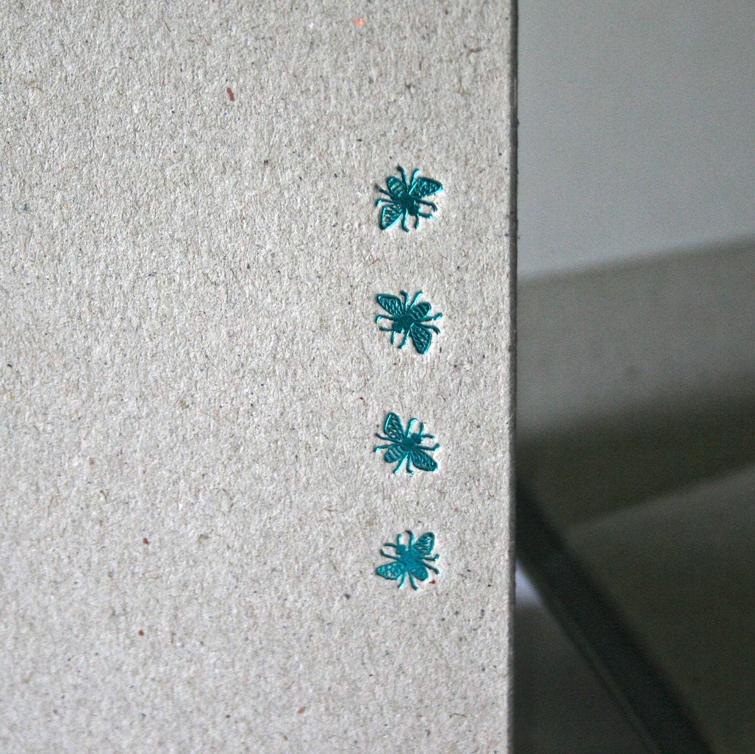 Handmade Hardcover Book with Teal Bees for Journaling Sketching Stocking Stuffer