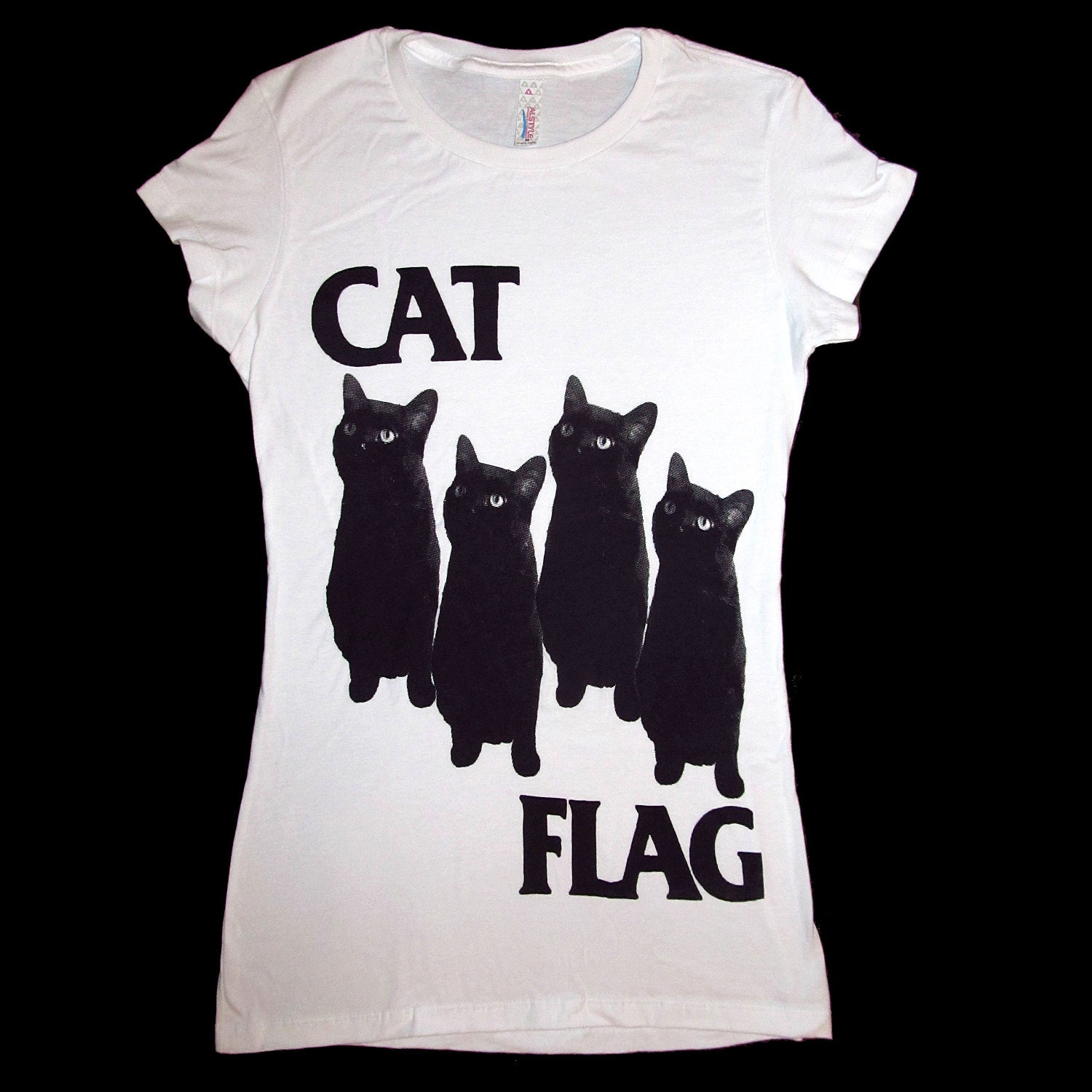 Black Flag CAT FLAG Form Fitting WOMENS T Shirt Size Medium