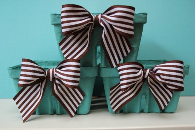 Brown striped Bow Berry Baskets -Set of 6