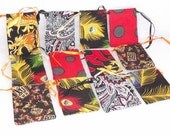 Assorted  Drawstring Pouches, 12 Pc - 2 1/4"x3" - Black and Red - Party Favor Bags - loot bags, treat bags, candy bags, gift bags