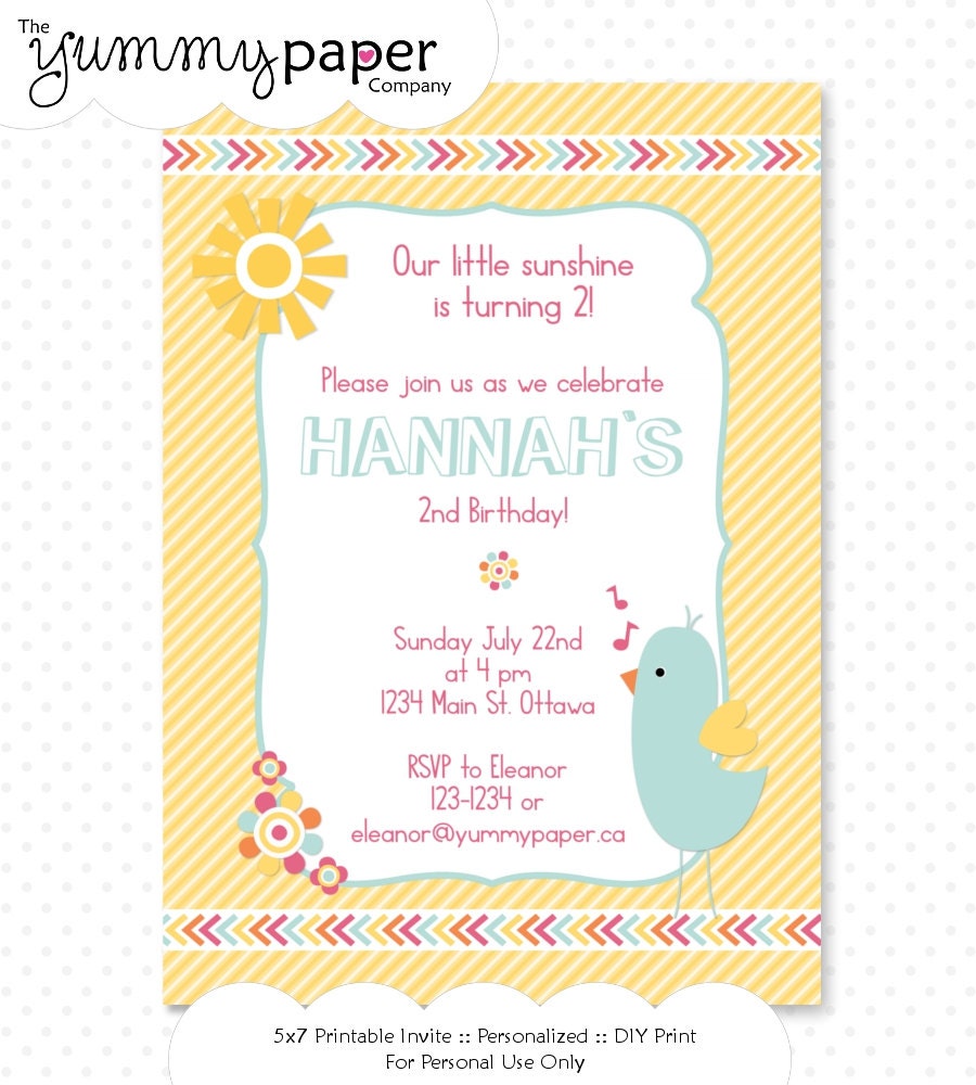 My Little Sunshine Party Invitation - Personalized Birthday Printable Invite .. mls01 Il_570xn