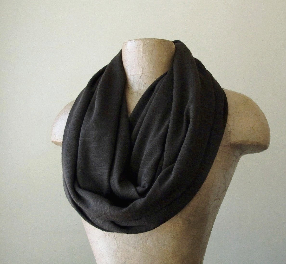 Dark Brown Infinity Scarf - Chocolate Brown Circle Scarf - Loop Scarf, Eternity Scarf, Jersey Cotton Scarf