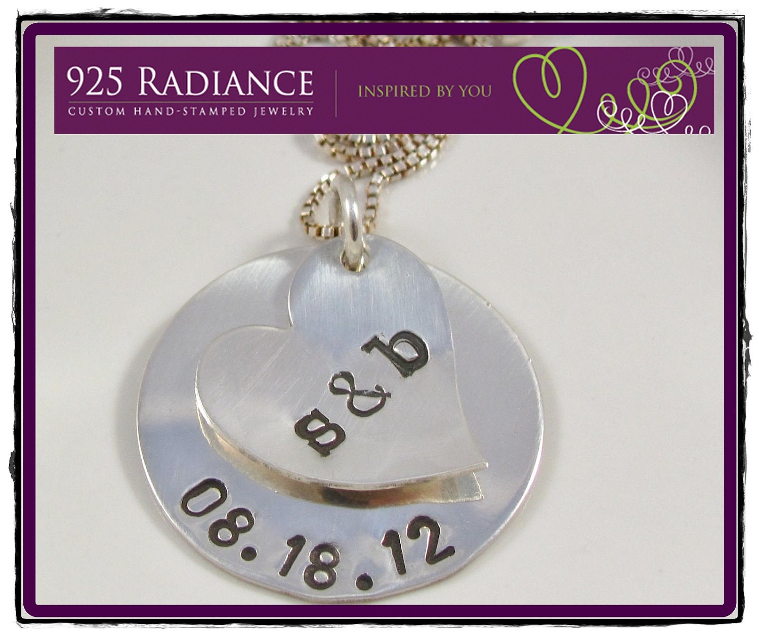 BEST DAY EVER -  Sterling Silver Hand Stamped personalized Bride Wedding Date Necklace