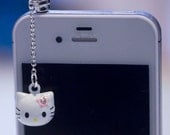 Kawaii HELLO KITTY BELL Iphone Earphone Plug/Dust Plug - Cellphone Headphone Handmade Decorations