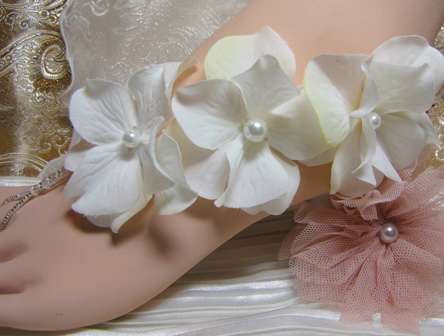Flower Luau Beach Wedding Barefoot Jewelry Sandals Bridal Jewelry