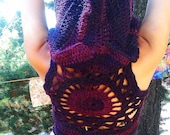 Sun Spiral Pixie Vest- Made To Order-Knit Crochet Gypsy Hippie Hippy Sweater Jacket Hoodie Hoody Vest Womens Clothing