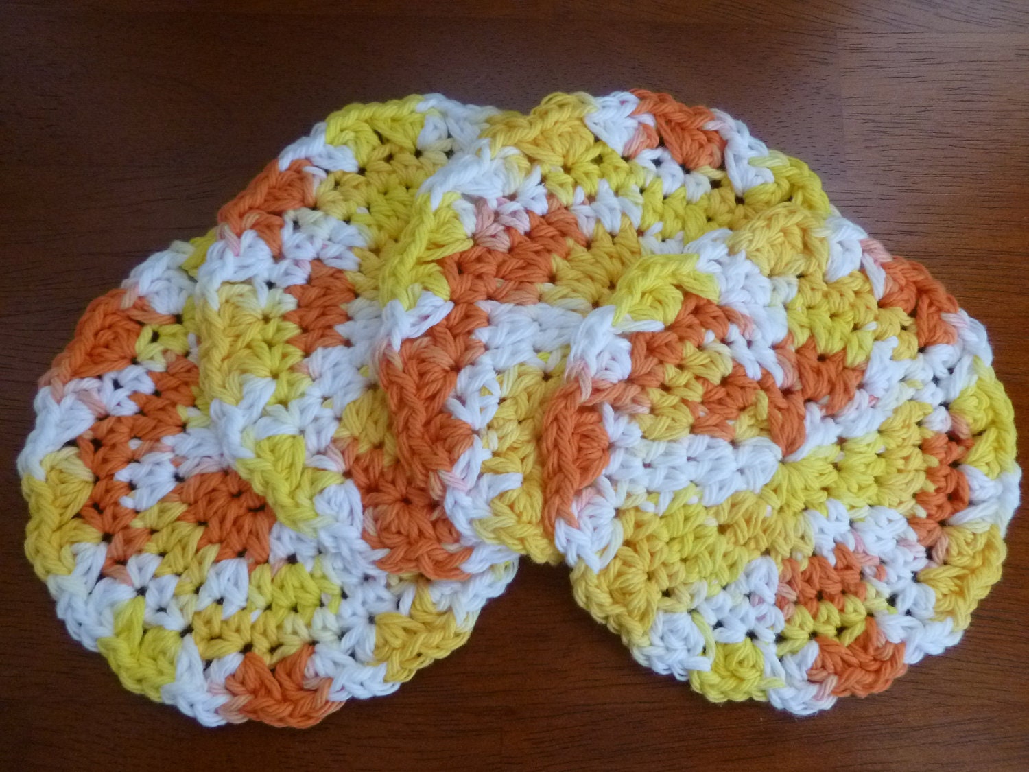 Crochet Candy Corn Coasters Set of Four
