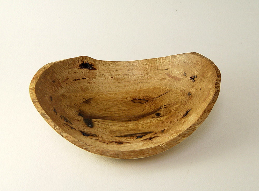 Natural-Edge Bowl in Salvaged White Oak Wood.9" Length by 2.75" Tall