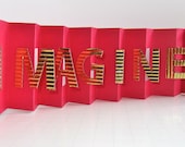IMAGINE INSPIRATION Card in a Box With a QUOTE Original Design in Red and Gold Accordion Miniature Book-Card Handmade Personalized OoAK