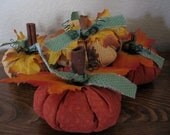 Pumpkins Fabric 5 Stuffed Handmade Shelf Sitters Bowl Fillers Harvest Fall Autumn Halloween Thanksgiving  Home Decor Holiday Decor Ornie