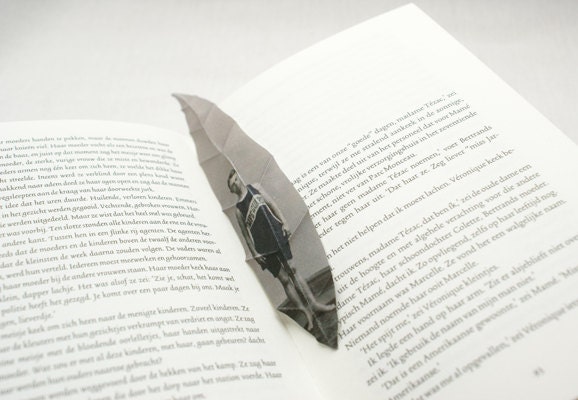 Willow tree leaf bookmark printed with old photograph 'Lifeguard'