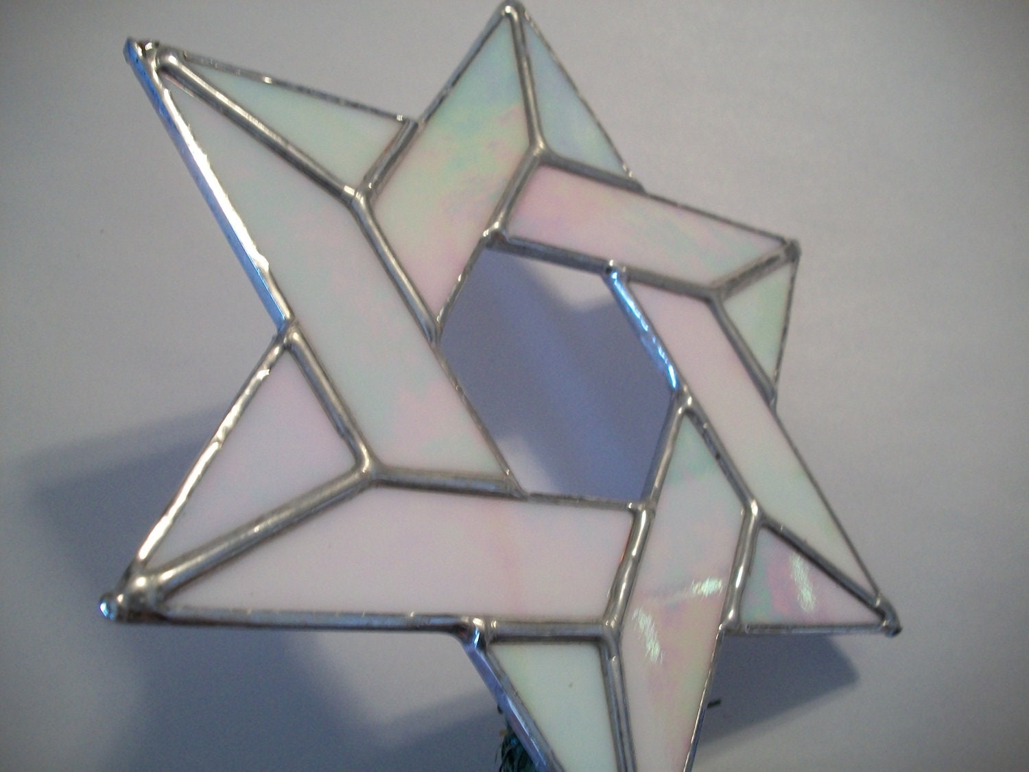 Festival of Lights Tree Topper, Stained Glass Jewish Star of David