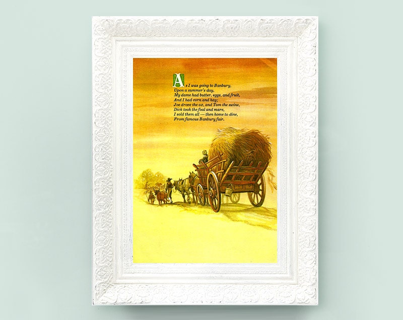 Vintage Nursery Rhyme Fairytale Poem Print for Babys Bedroom. Banbury Fair 8x10 Vintage Nursery Print Eric Kincaid