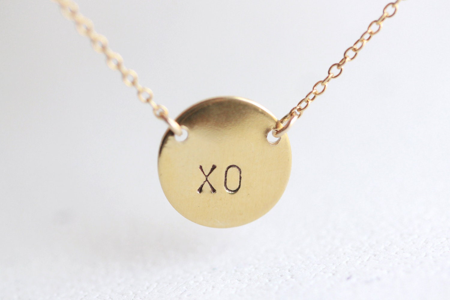 Gold Circle Initial Necklace - two letter custom initials on 14k gold fill chain, XO circle necklace