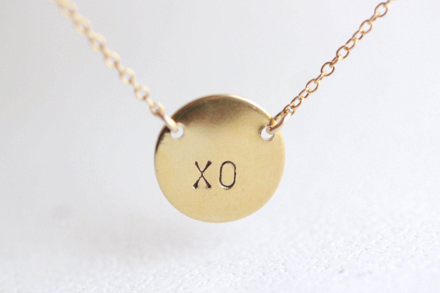 Gold Circle Necklace on Gold Circle Initial Necklace   Two Letter Custom Initials On 14k Gold