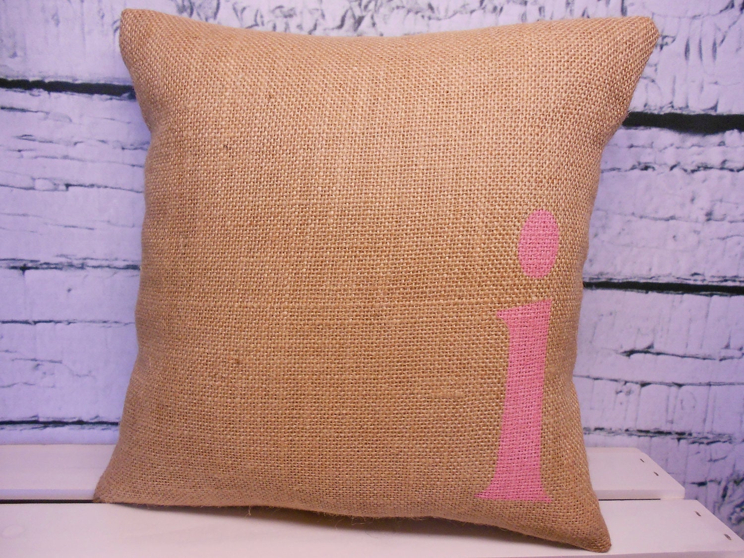 Child's monogram/initial burlap pillow cover- rustic nursery - Pillow Insert Sold Separately
