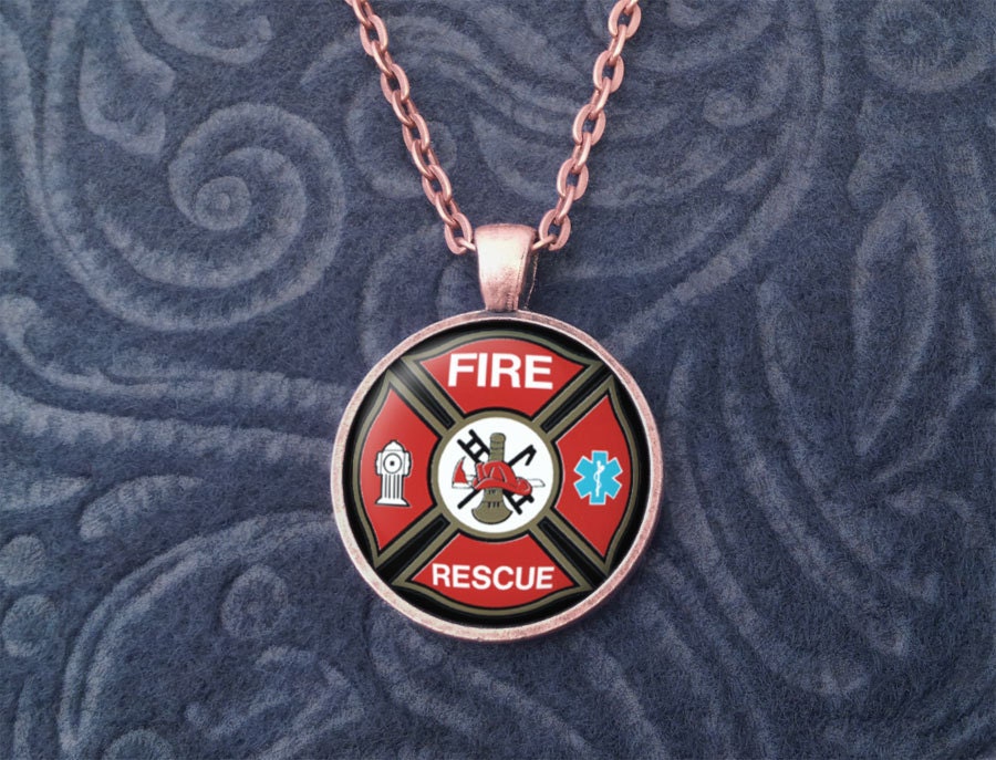 NEW Bronze Firefighter Pendant Necklace Fire Fighter Heroic Man Design