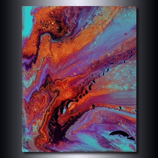 Turquoise Coloured Print: 5 x 7 Jewel Tone Abstract