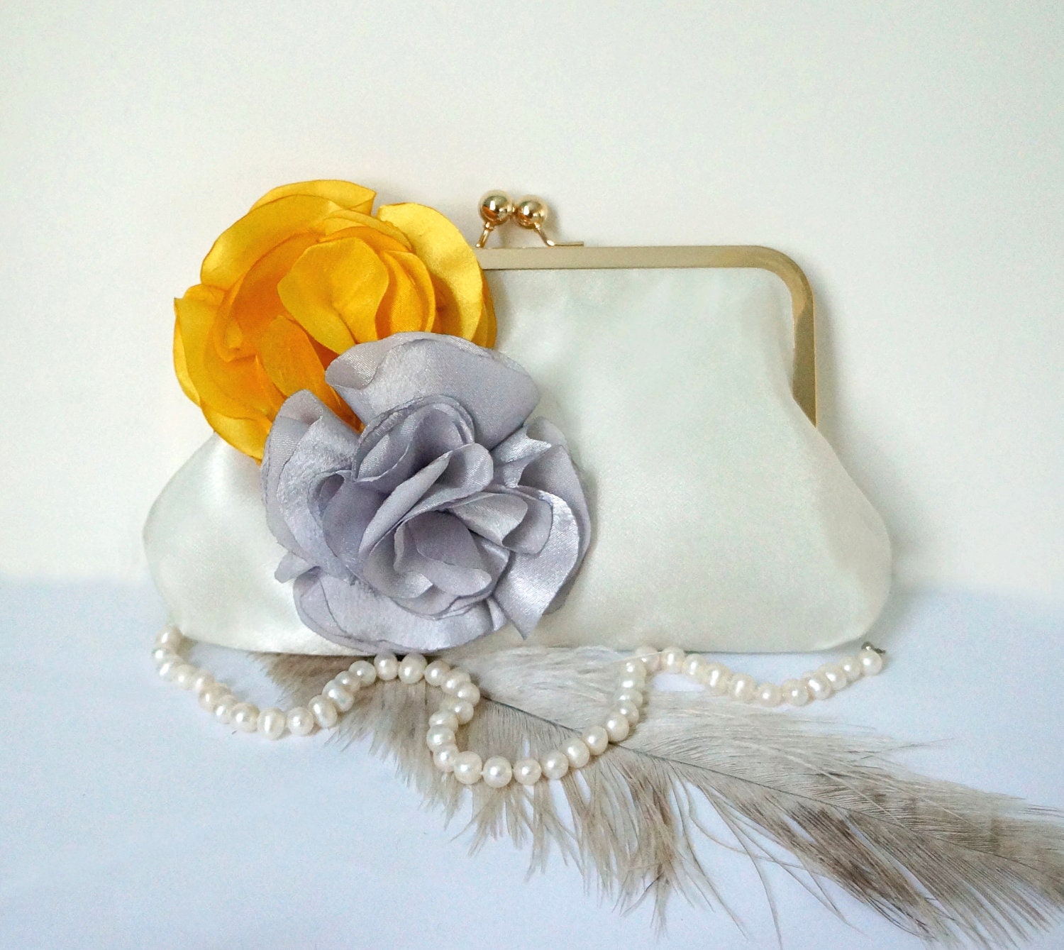 Yellow and Gray Clutch Purse