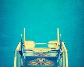 carnival photography, Ferris wheel photo, carnival art, nostalgic, county fair, teal, aqua, cream, red - Number 14, 8x8 fine art photograph