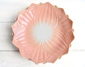 Vintage Fire King Peach Lotus Blossom Plate - Pink on White Milk Glass