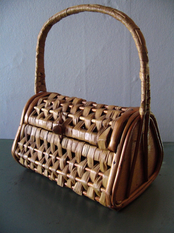 40's 50's Basket Purse Spain Vintage Box Bag