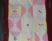 Mixed Medium Hand Stitched Baby Quilt. Perfect Gift Idea.