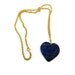 Navy Blue Necklace Lapis Pendant Lapis Necklace Heart Yellow Gold Jewelry Lapis Lazuli Gemstone Jewellery Long Chain Heart Denim N-307