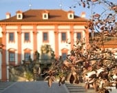 Orange chateaux photograph, Autumn, Fall, Troja Palace, Landscape photograph, Tangerine Tango, 10x7.5, Giclee print - titled: Troja Chateaux