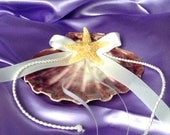 Beach Wedding Lion's Paw Shell Ring Bearer Pillow Alternative