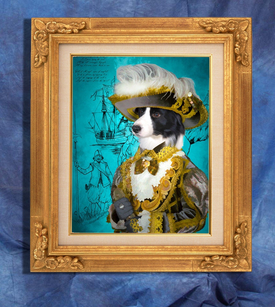 Border Collie Art Print 11 x 14 inch original illustration artwork giclee archival premium poster print By Nobility Dogs