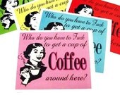 1950s Style F Word Retro COFFEE SIGN Kitchen Print 8x10 Name Your Color
