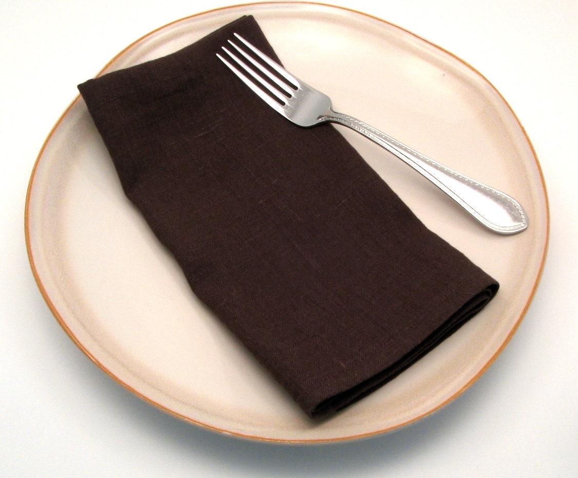Brown Linen Napkins, Rustic Cloth, Wedding, 18 Inch, Set of Two