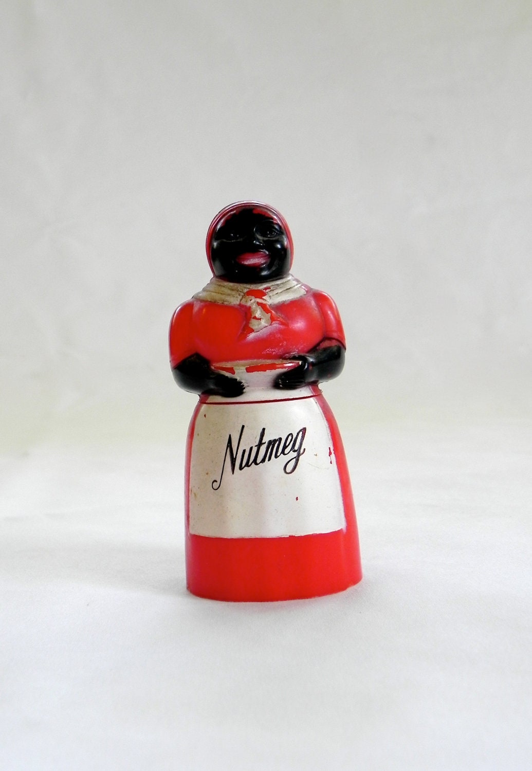 vintage aunt jemima nutmeg spice jar by f & f