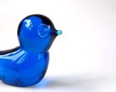 Vintage Blue glass bird, glass bluebird, Olympian blue AKA Prussian blue