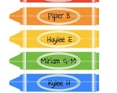 School Crayon Labels, Crayon Name Tags, School Lockers, Teacher's Sign