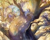 Reading Tree 8x10 Print: Reader Books Bibliophile Nature Art Painting
