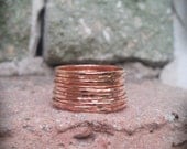 Hammered Stack Rings- 14k Rose gold filled- Set of 12 hammered rings